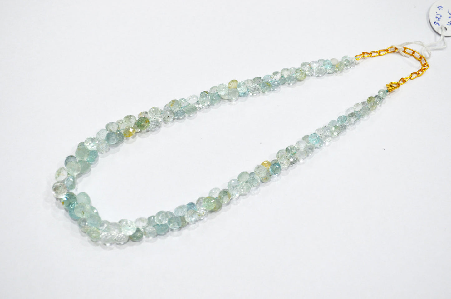 Aquamarine Faceted Onion Shape Necklace With Adjustable Chain And Lobster Lock Necklace , 4.25 - 8.25 mm , RB-7561