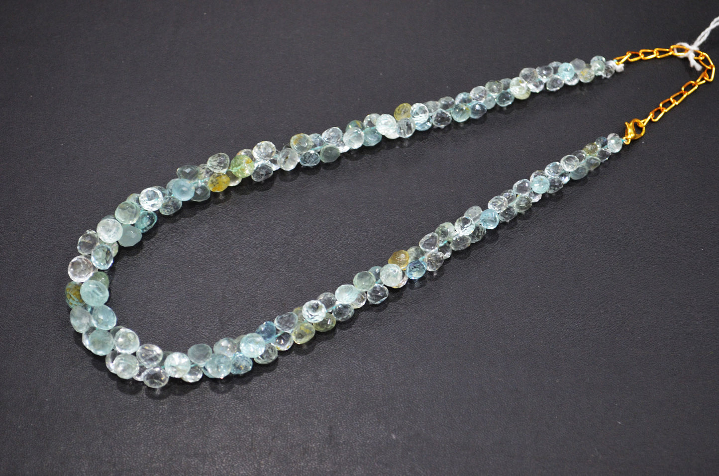 Aquamarine Faceted Onion Shape Necklace With Adjustable Chain And Lobster Lock Necklace , 4.25 - 8.25 mm , RB-7561