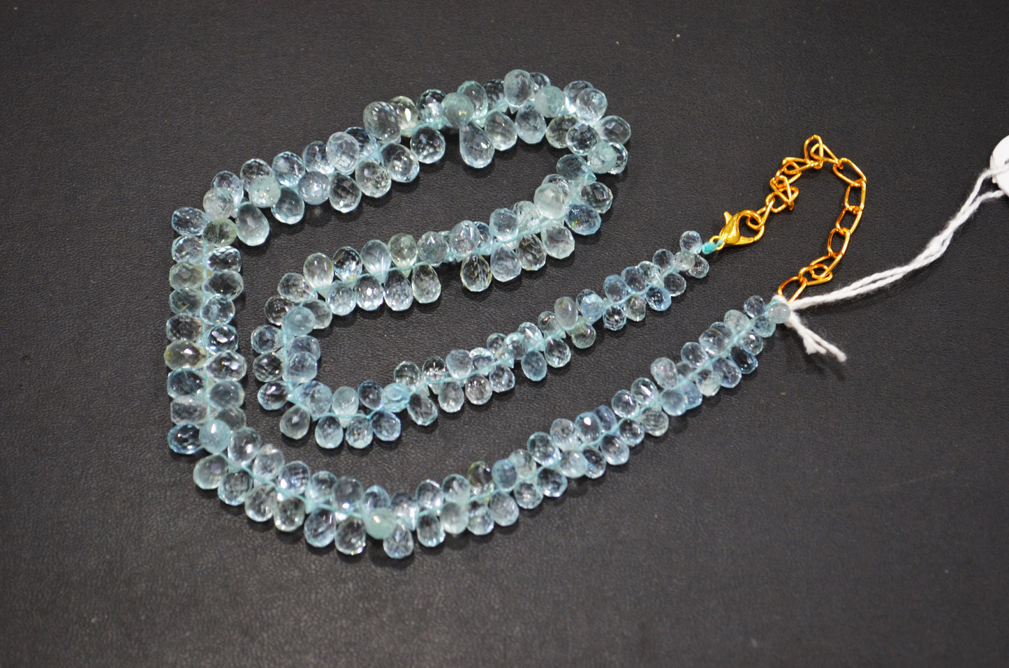 Aquamarine Faceted Tear Drops Shape Necklace With Adjustable Chain And Lobster Lock Necklace , 4x6 - 6x9 mm , RB-7562