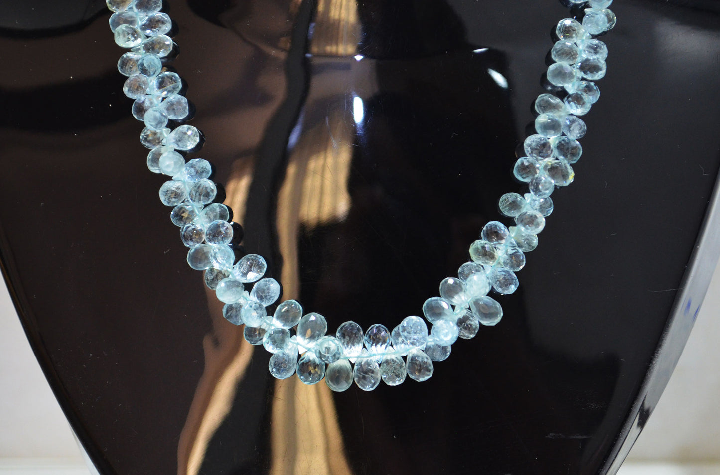 Aquamarine Faceted Tear Drops Shape Necklace With Adjustable Chain And Lobster Lock Necklace , 4x6 - 6x9 mm , RB-7562