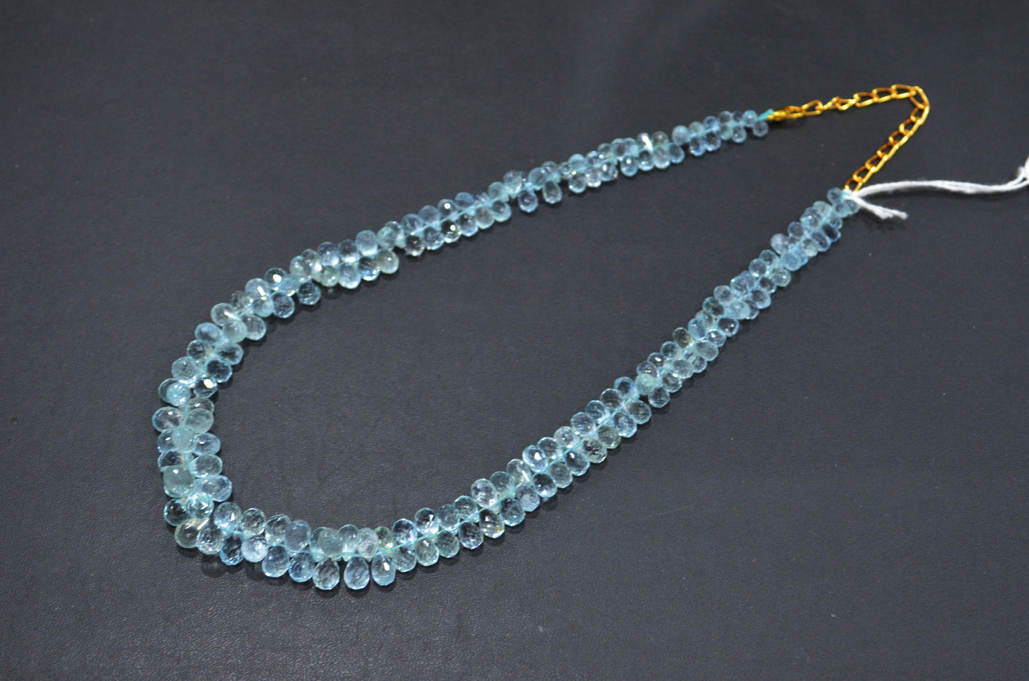 Aquamarine Faceted Tear Drops Shape Necklace With Adjustable Chain And Lobster Lock Necklace , 4x6 - 6x9 mm , RB-7562