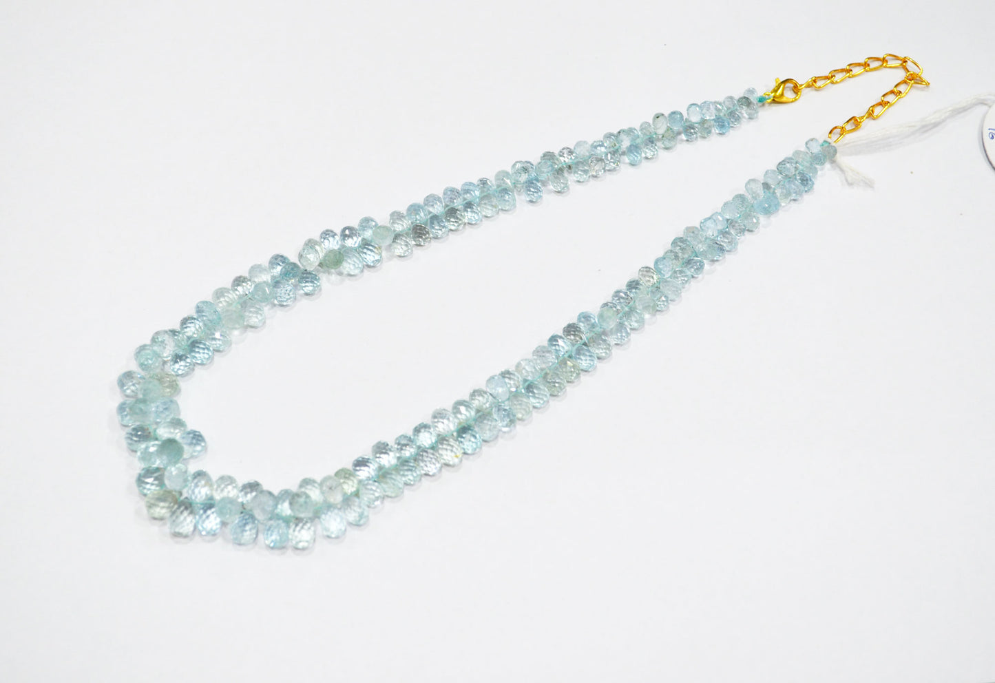 Aquamarine Faceted Tear Drops Shape Necklace With Adjustable Chain And Lobster Lock Necklace , 4x6 - 6x9 mm , RB-7562