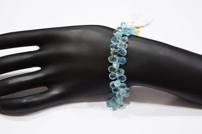Aquamarine Faceted Tear Drops Shape Bracelet With Adjustable Chain And Lobster Lock , 3.50x5 - 5.50x9 mm , RB-7563