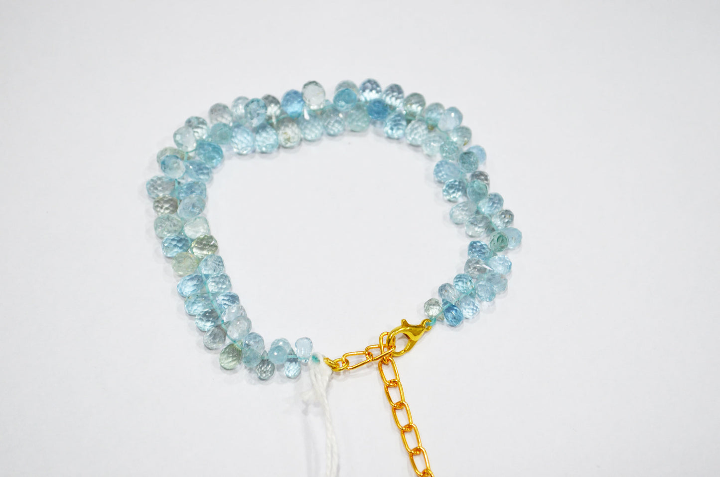 Aquamarine Faceted Tear Drops Shape Bracelet With Adjustable Chain And Lobster Lock , 3.50x5 - 5.50x9 mm , RB-7563