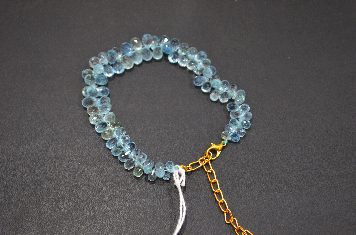 Aquamarine Faceted Tear Drops Shape Bracelet With Adjustable Chain And Lobster Lock , 3.50x5 - 5.50x9 mm , RB-7563