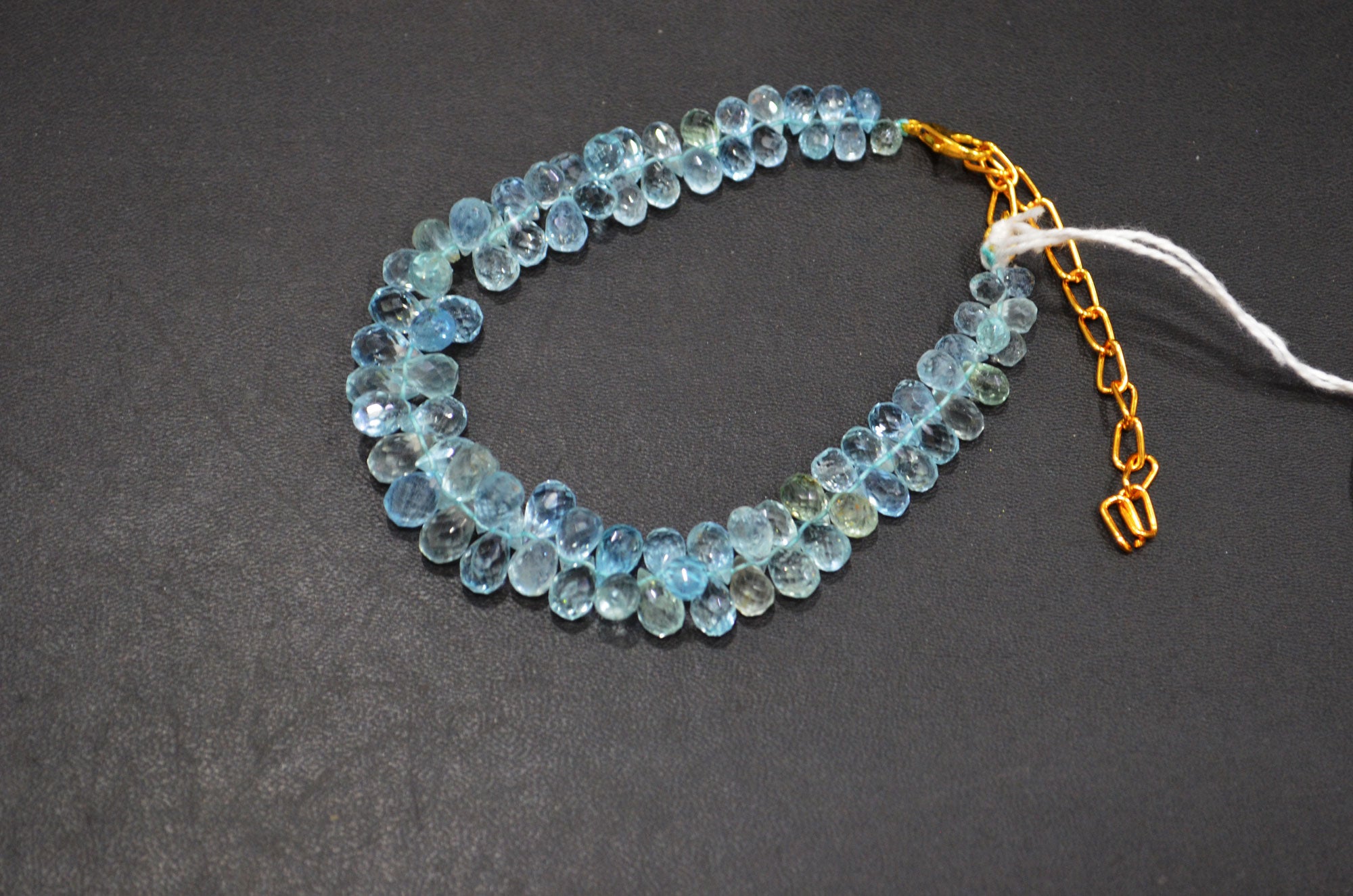 Aquamarine Faceted Tear Drops Shape Bracelet With Adjustable Chain And Lobster Lock , 3.50x5 - 5.50x9 mm , RB-7563