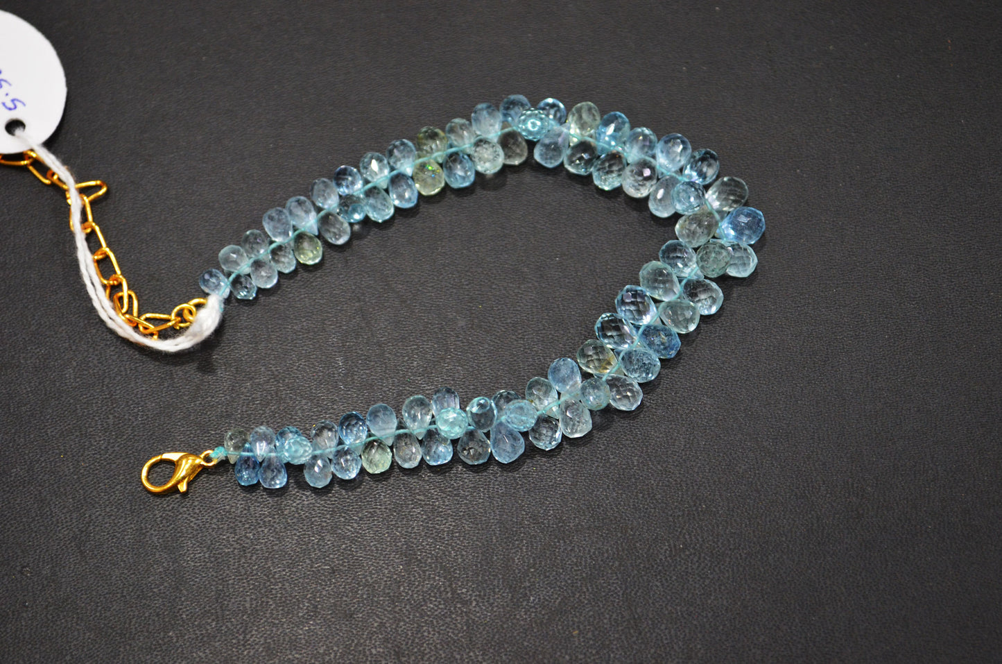 Aquamarine Faceted Tear Drops Shape Bracelet With Adjustable Chain And Lobster Lock , 3.50x5 - 5.50x9 mm , RB-7563