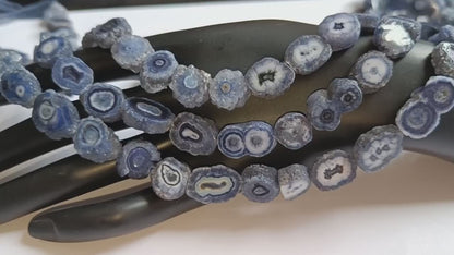 Iolite Color Druzy Nuggets Shape Beads  , Sold By Strand , 11x13 - 12x17 mm , 13" ,  19923