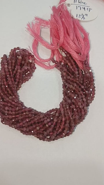 Pack Of 11 Strands Pink Tourmaline Faceted Round Shape Beads , Pink Tourmaline Faceted Beads , 12.50 Inches , 2.75 mm , 31862