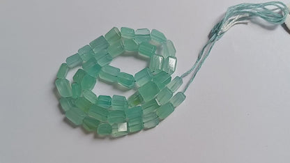 Aqua Chalcedony Step Cut Faceted Laser Nuggets Shape Beads , 6x8 - 7.50x9 mm , 16", 32100