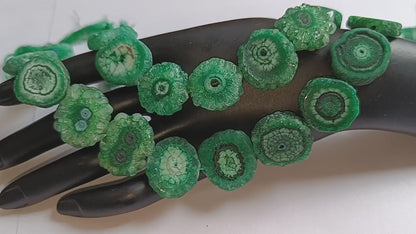 Green Color Druzy Nuggets Shape Beads , Sold By Strand , 12x14 - 21x22 mm , 13" ,  19920
