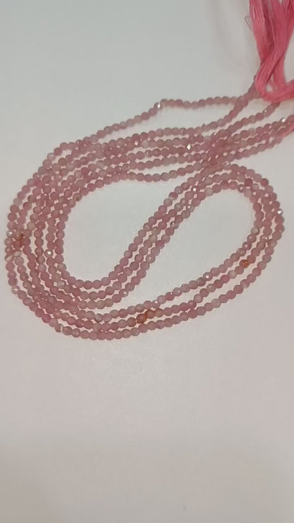 Pack Of 13 Strands Pink Tourmaline Faceted Round Shape Beads , Pink Tourmaline Faceted Beads , 12.50 Inches , 2.25 mm , 31861