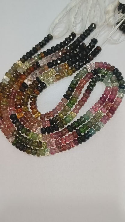 Natural Multi Tourmaline Faceted Rondelle Shape Beads , Multi Tourmaline Faceted Beads , Sold By Strand , 14 Inches , 5 mm , 31853