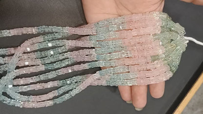 Natural Multi Aquamarine Faceted Bolts Shape Beads , Sold By Strand , 6 - 8 mm , 19 Inches , 32056