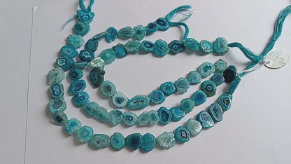 Sky Blue Color Druzy Smooth Beads , Sold By Strand , 13x16 - 17x20 mm , 13" ,  19918