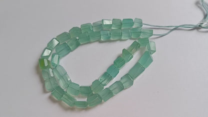 Aqua Chalcedony Step Cut Faceted Laser Nuggets Shape Beads , 8x8 - 9x12 mm , 16", 32097