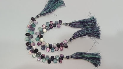 Natural Multi Fluorite Tear Drops Shape Beads , Sold By Strand , 4 Inches , 5.50x8.50 - 5.50x10 mm , 32059