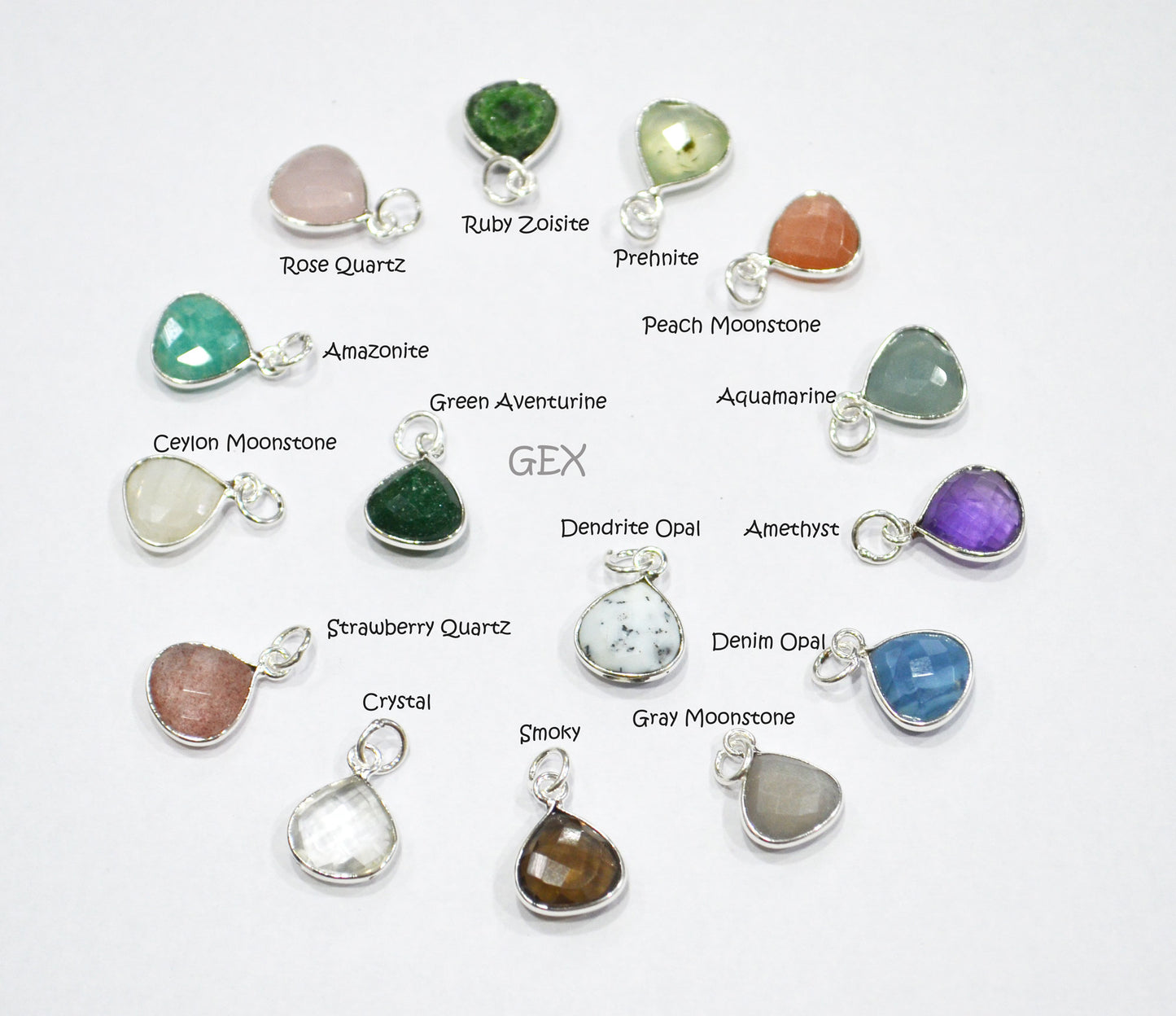 Multi Semi Precious Faceted Heart Shape Connector ,Multi Semi Precious Gemstone Single Bail Bezel Pendant , Sold By Piece , 10 - 11 mm ,7257